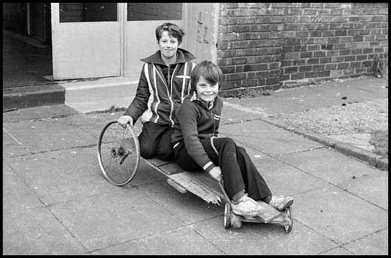 two boys on a steary